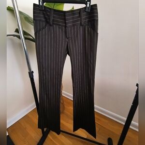Alice + Olivia Brown Pinstripe Wool Blend Wide Leg Dress Pant Trousers S…